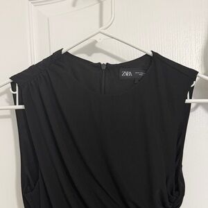 Zara Black Sleeveless Draped Dress